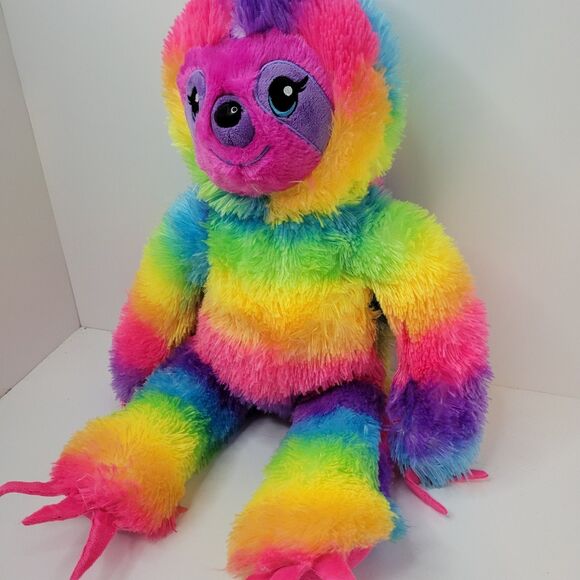 Build A Bear Rainbow Sloth Plush 18” Paws Stick Together Tye Dye BABW Retired - Picture 3 of 7